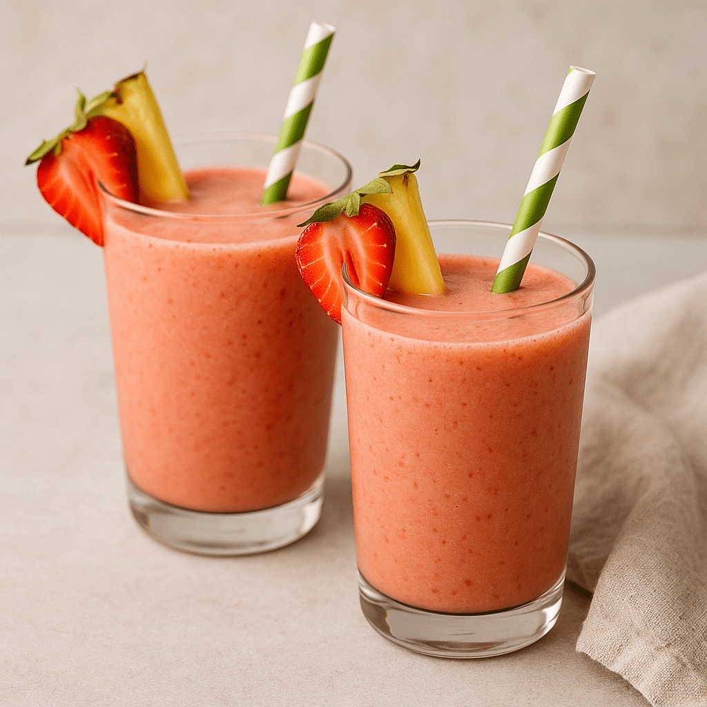 Strawberry Pineapple Smoothie served cold