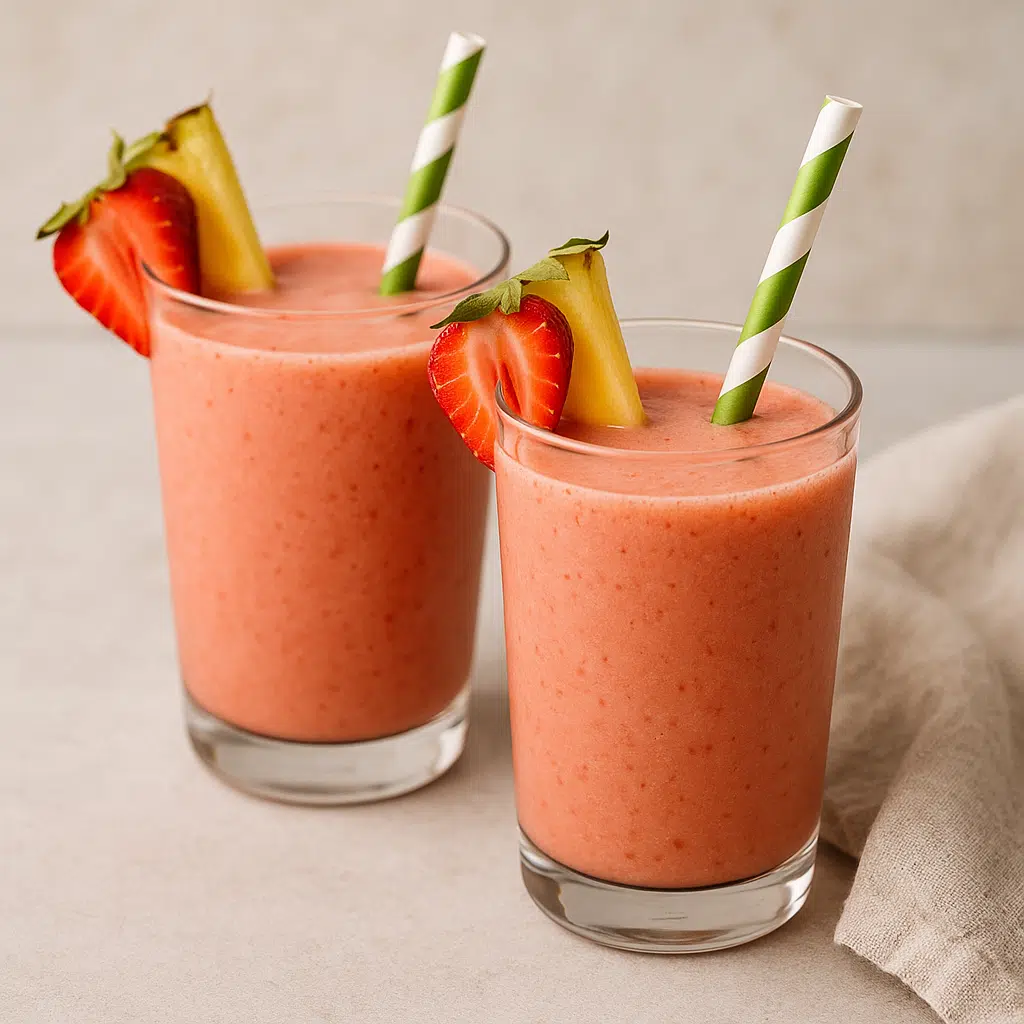 Strawberry Pineapple Smoothie served cold