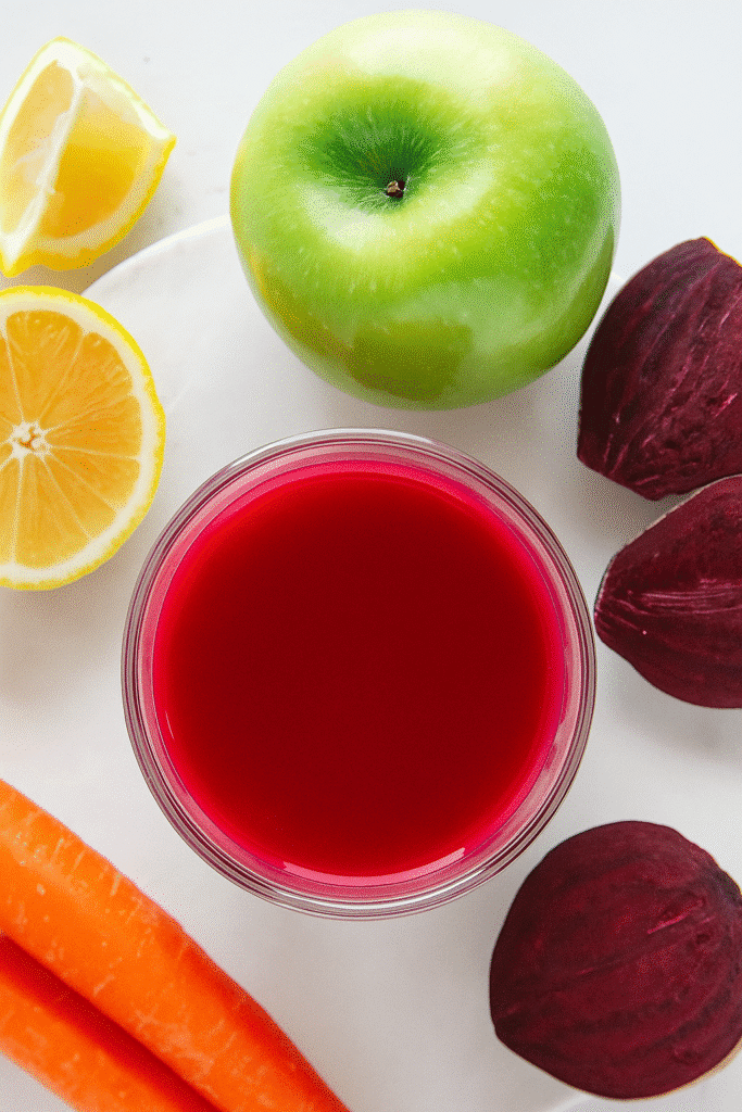 ABC Juice served in glasses with lemon