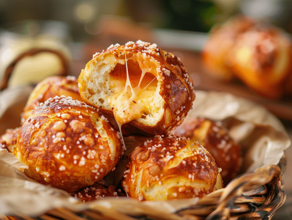 Freshly baked pretzel bites
