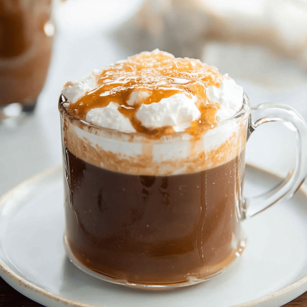 Caramel mocha served with whipped topping