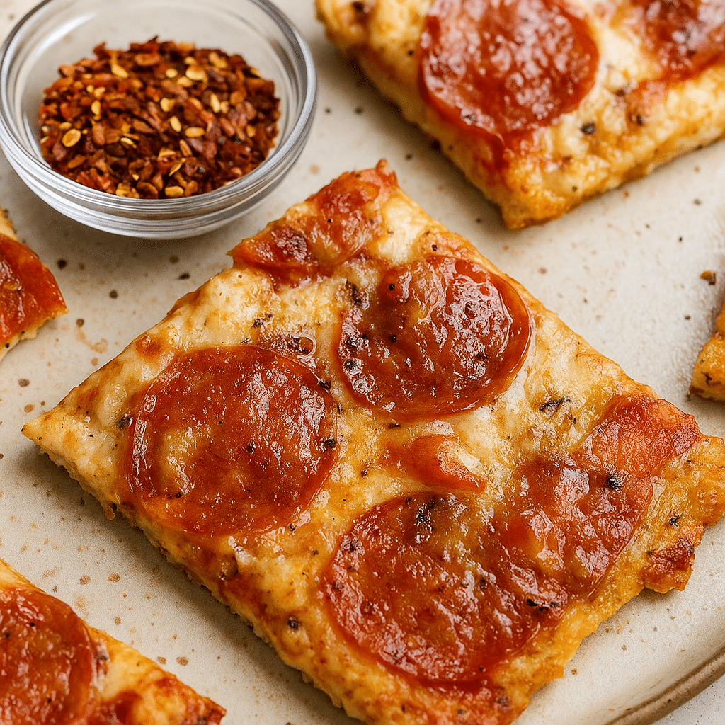 Sliced chicken crust pizza
