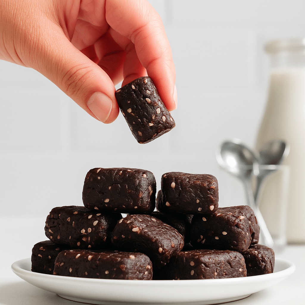 plate of chocolate tahini bites served