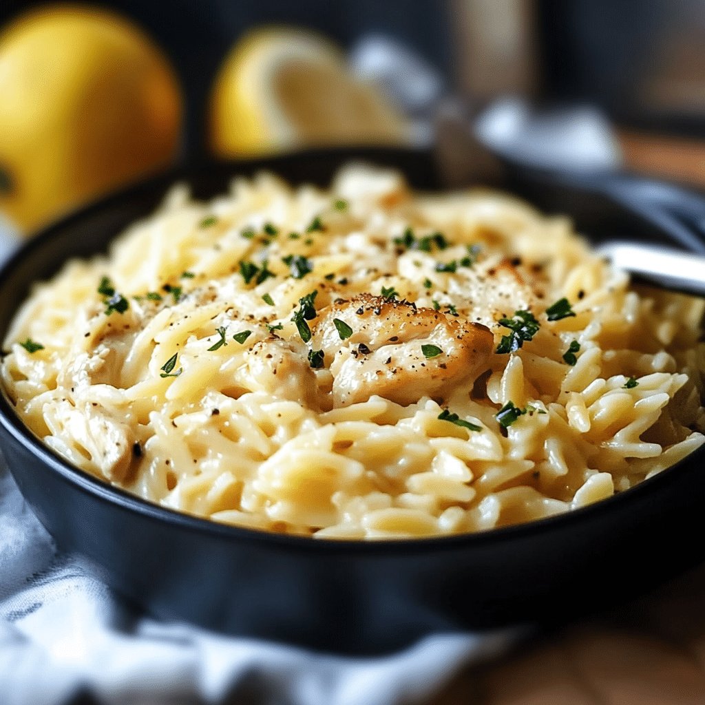 Creamy Lemon Orzo in bowl