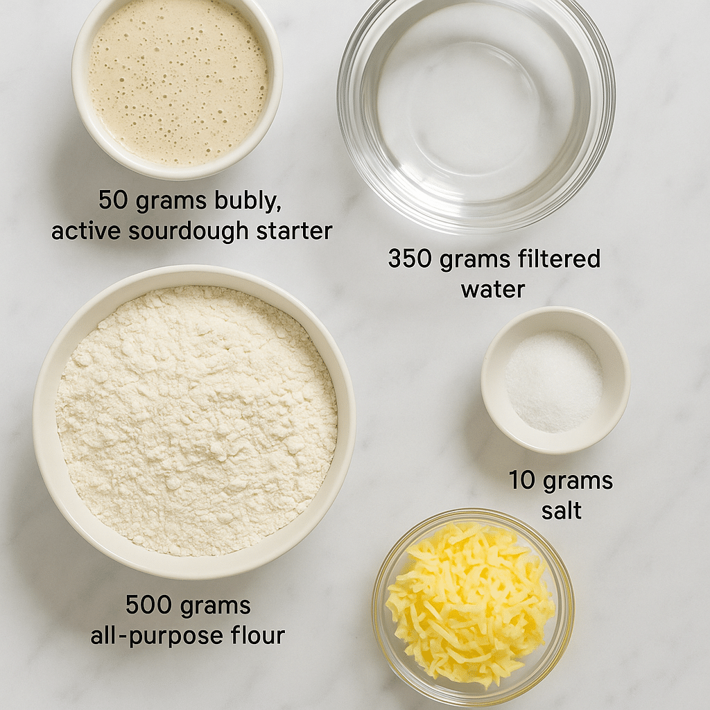 Ingredients for croissant sourdough loaf recipe
