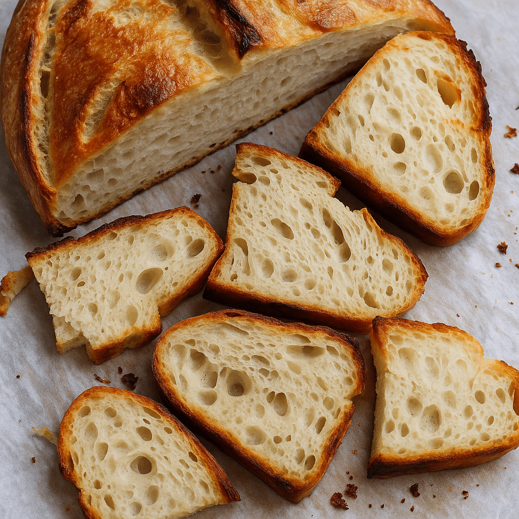 Sliced croissant sourdough loaf