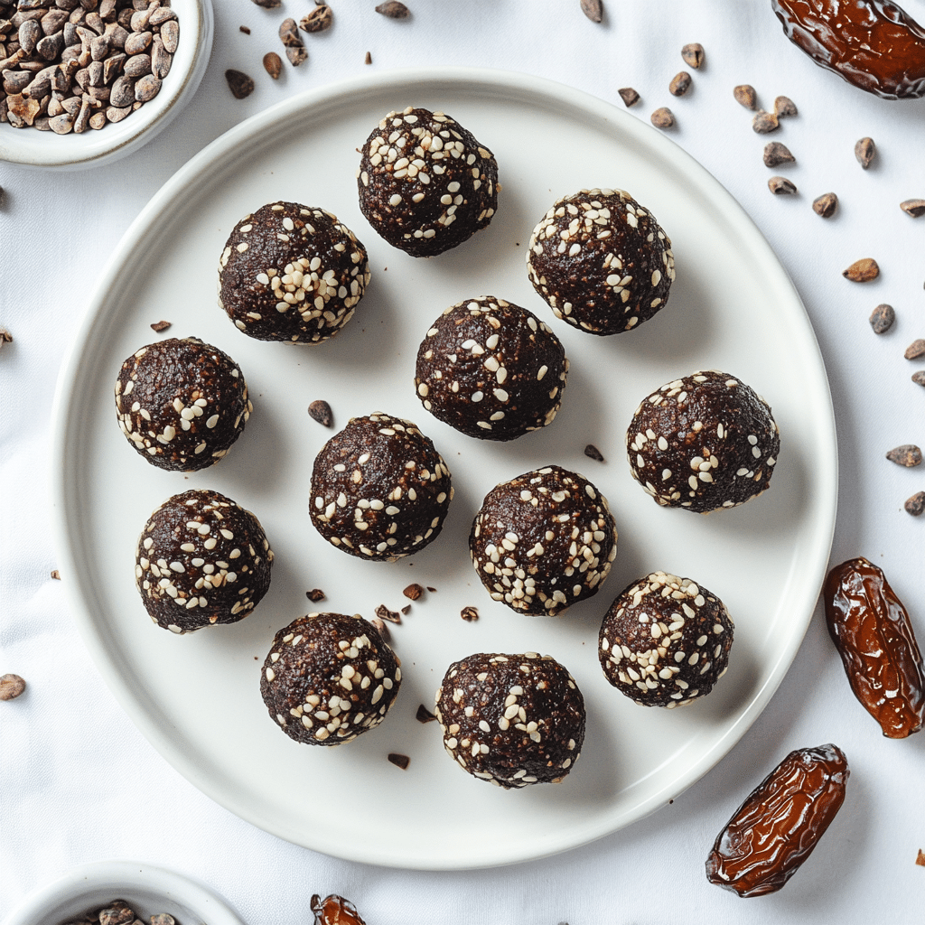 Dark chocolate hemp energy bites