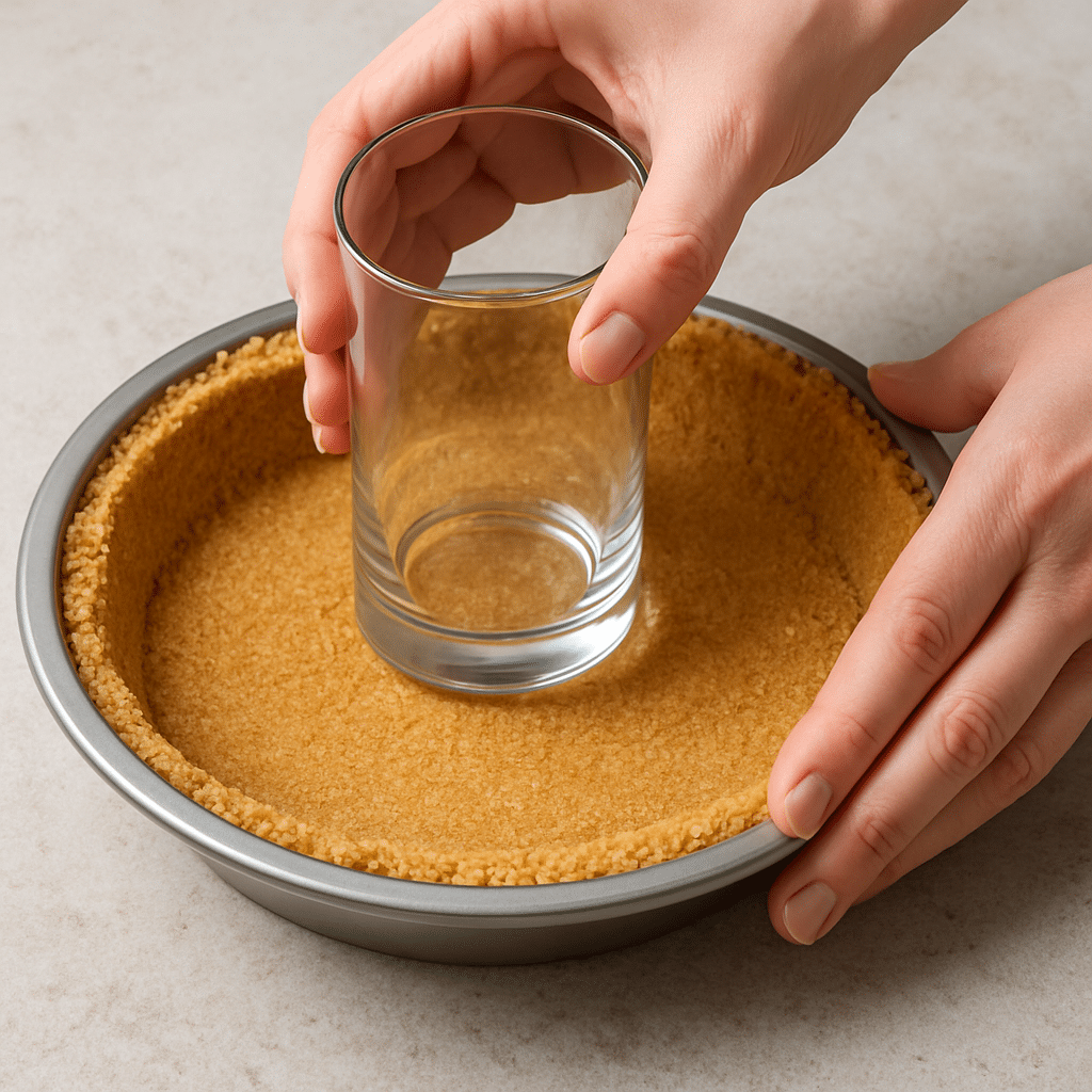 Pressing graham crust for Easter Jello Pie