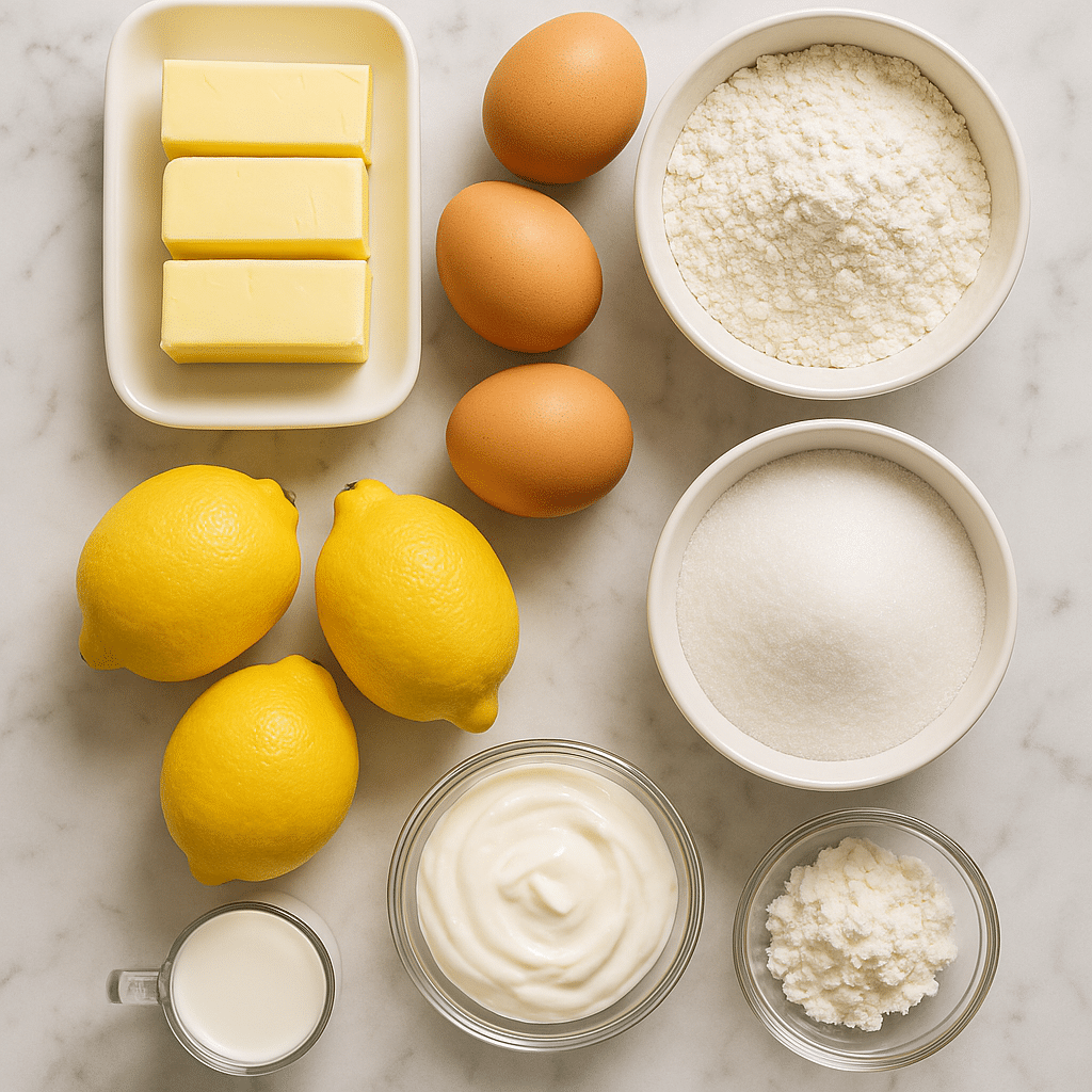 Ingredients for lemon bundt cake recipe
