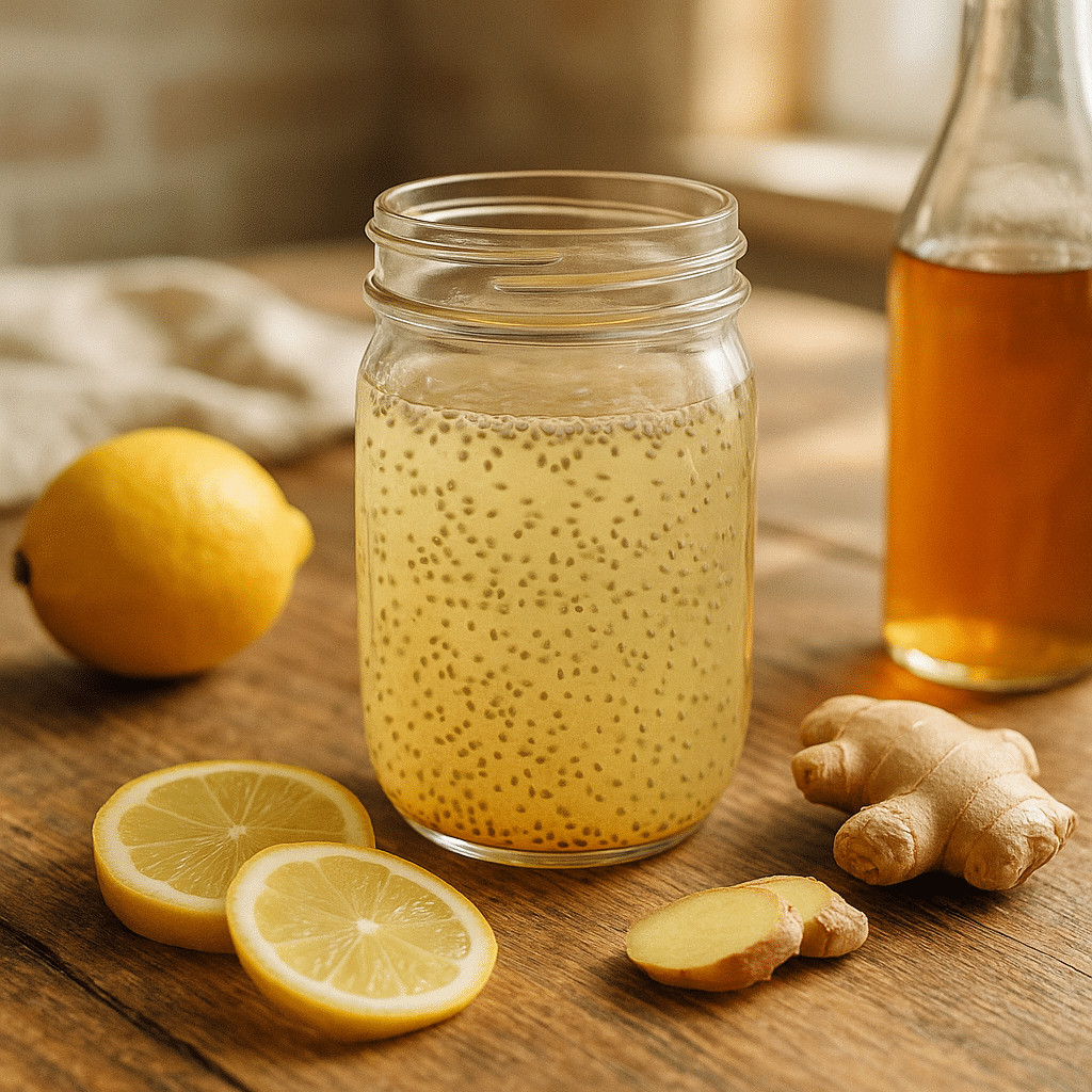 Natural Mounjaro recipe drink with ginger and lemon