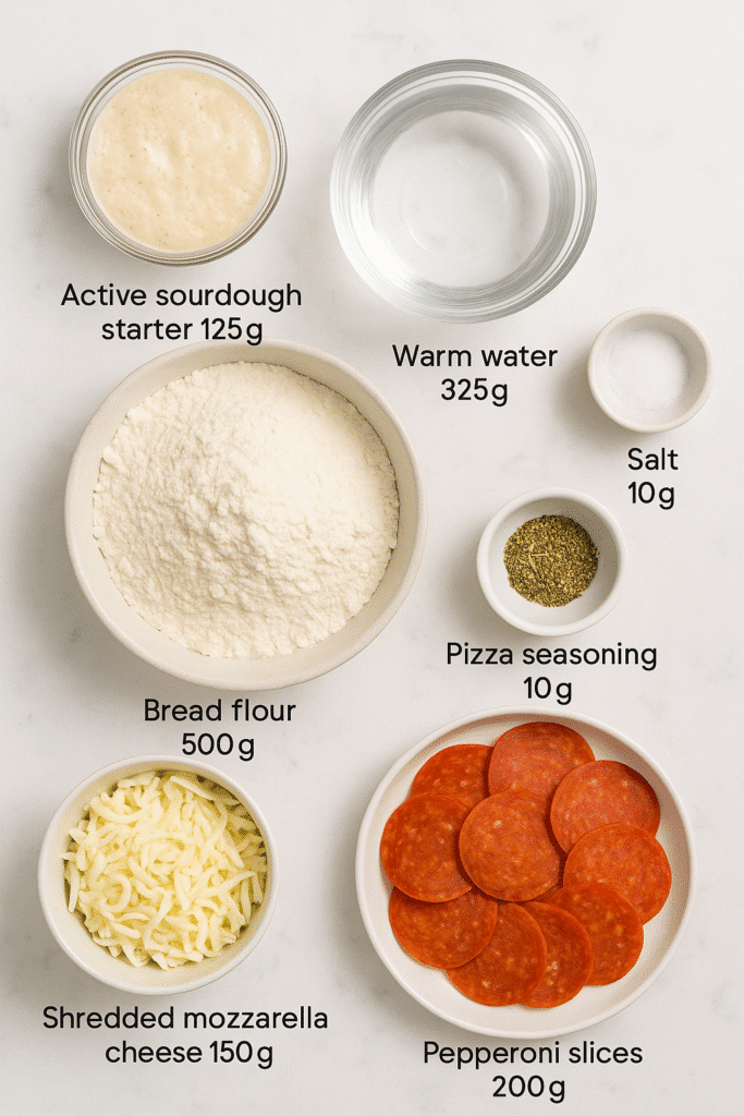 Ingredients for Pepperoni Pizza Sourdough Bread Recipe