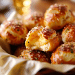 Pimento Cheese Stuffed Pretzel Bites in a basket