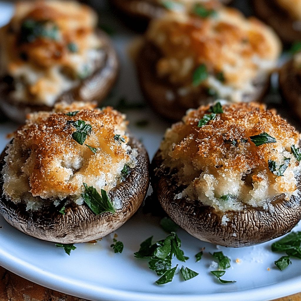 Longhorn stuffed mushrooms served hot