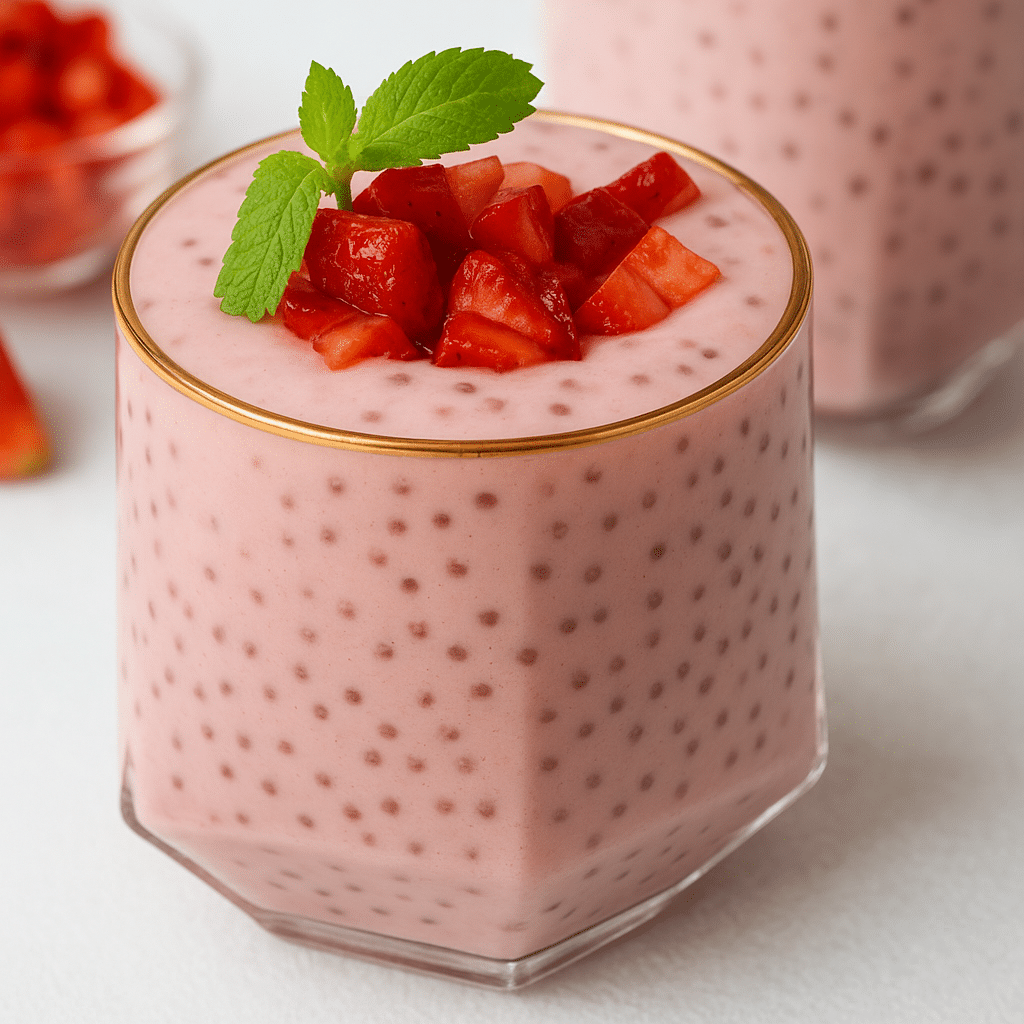 served strawberry sago