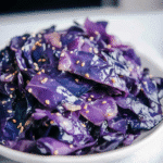 Sesame garlic sautéed purple cabbage