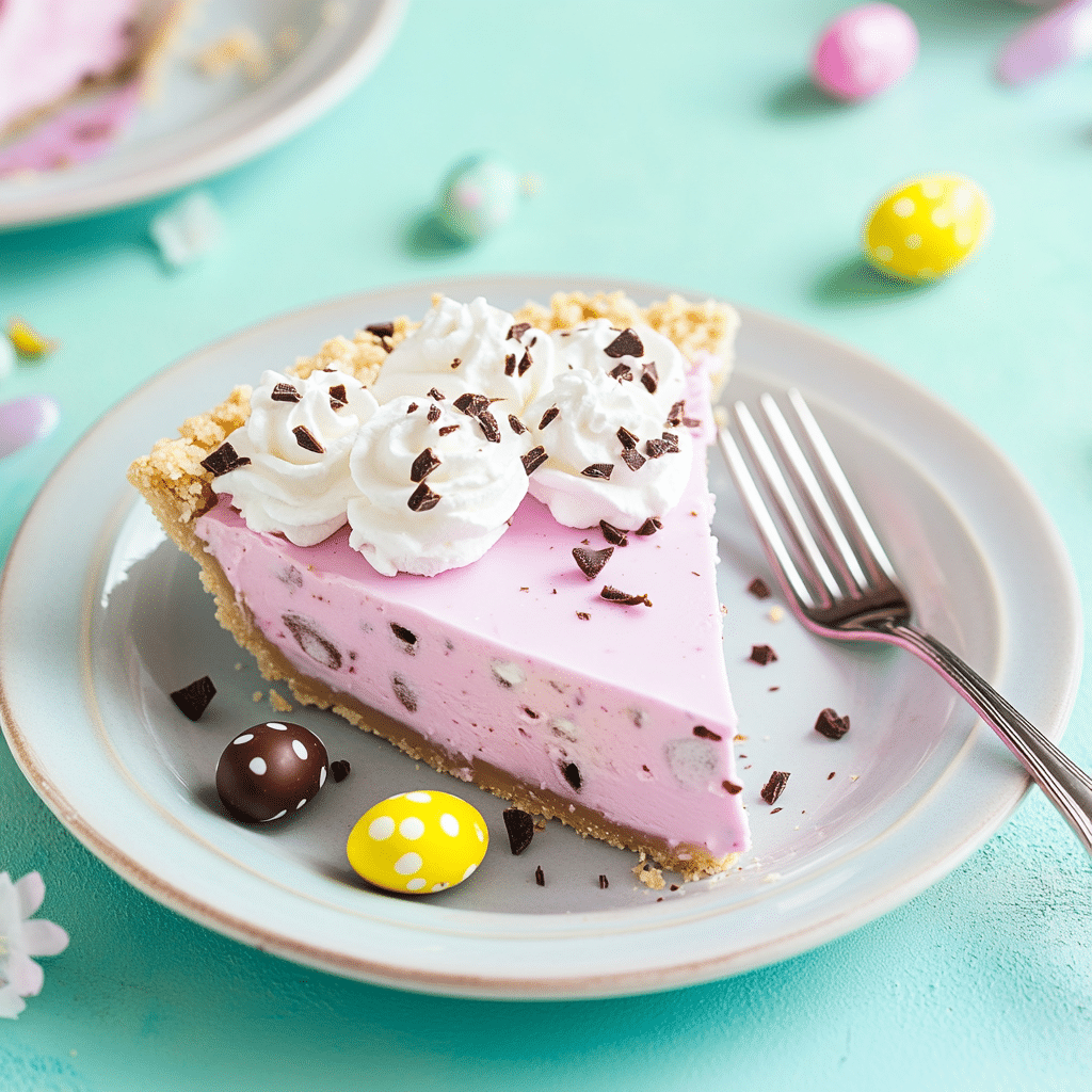 Sliced Easter Jello Pie ready to serve
