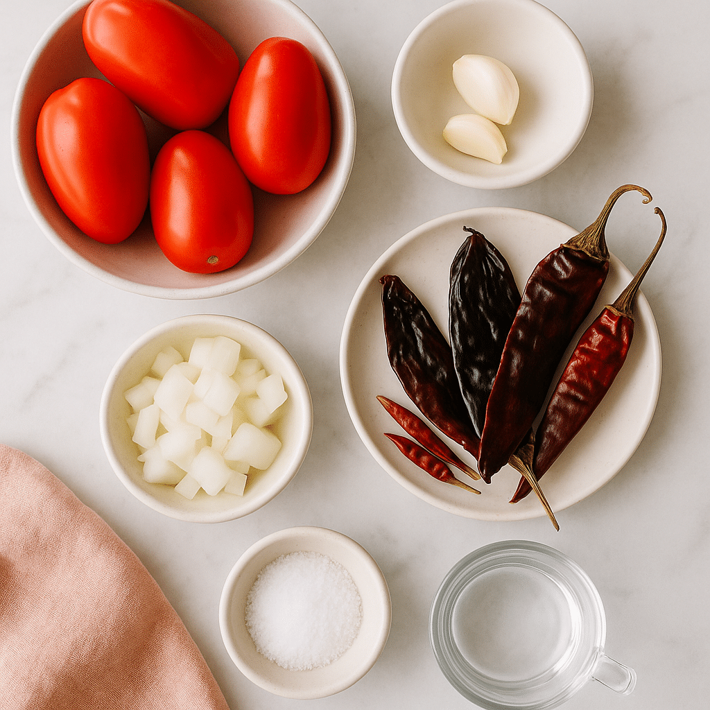 ingredients for smoky salsa roja
