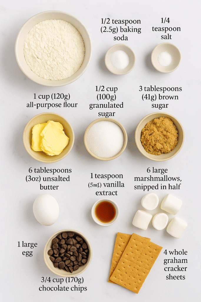 smores cookie recipe ingredients layout
