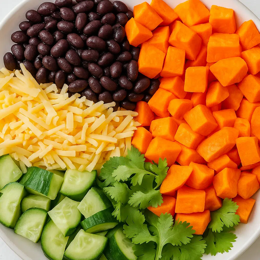 Sweet potato nacho boat ingredients laid out