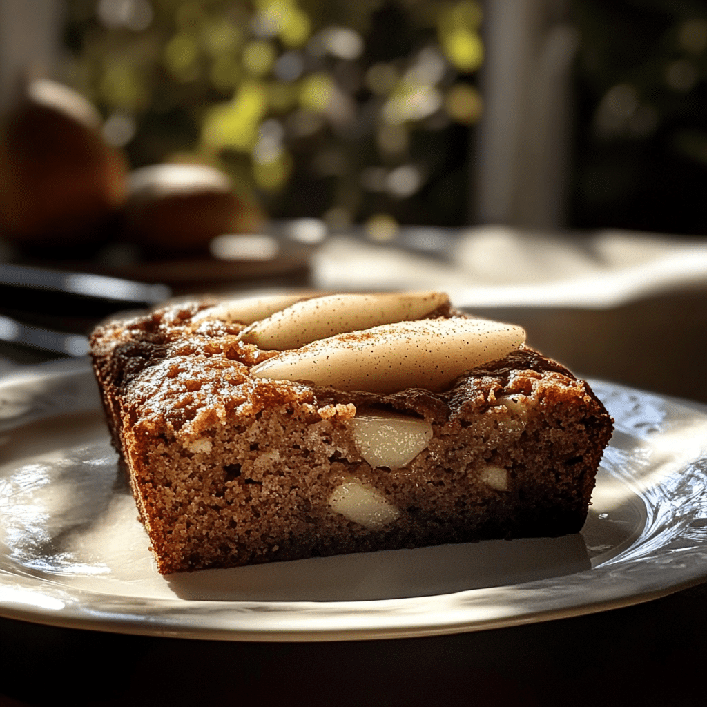 warm spiced pear bread served