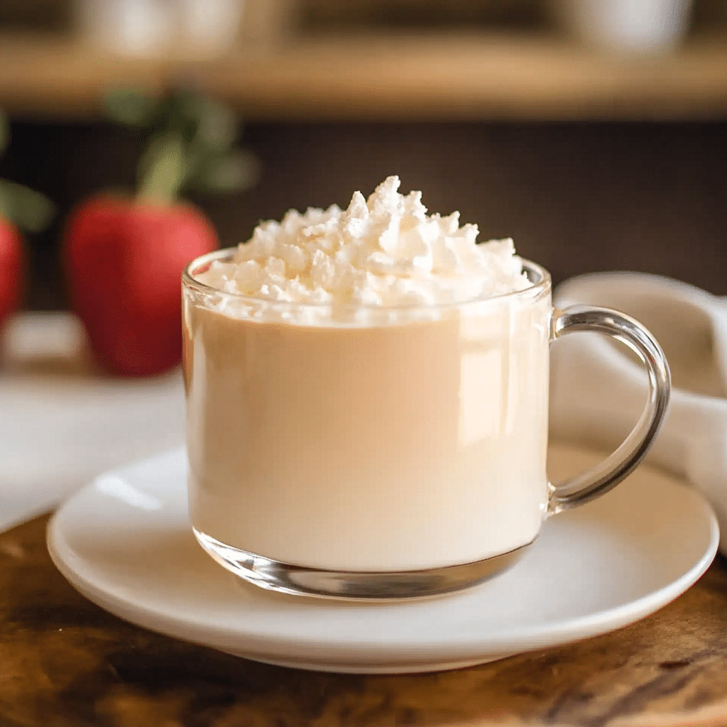 white chocolate mocha in cozy mug