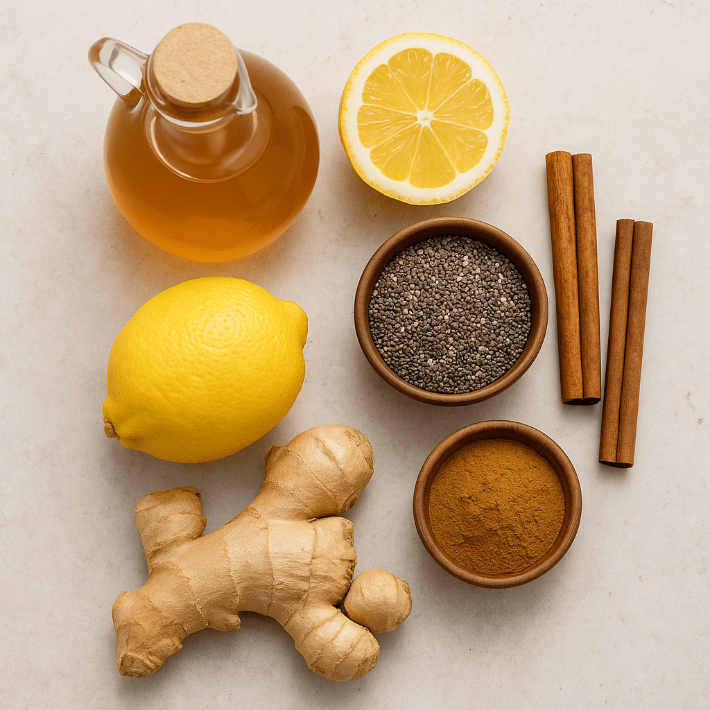 Natural zepbound ingredients flat lay