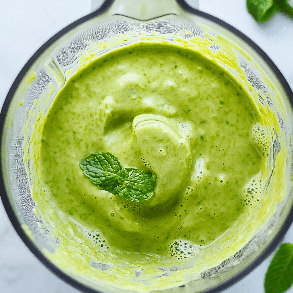 Blending Cold Cucumber Mint Soup