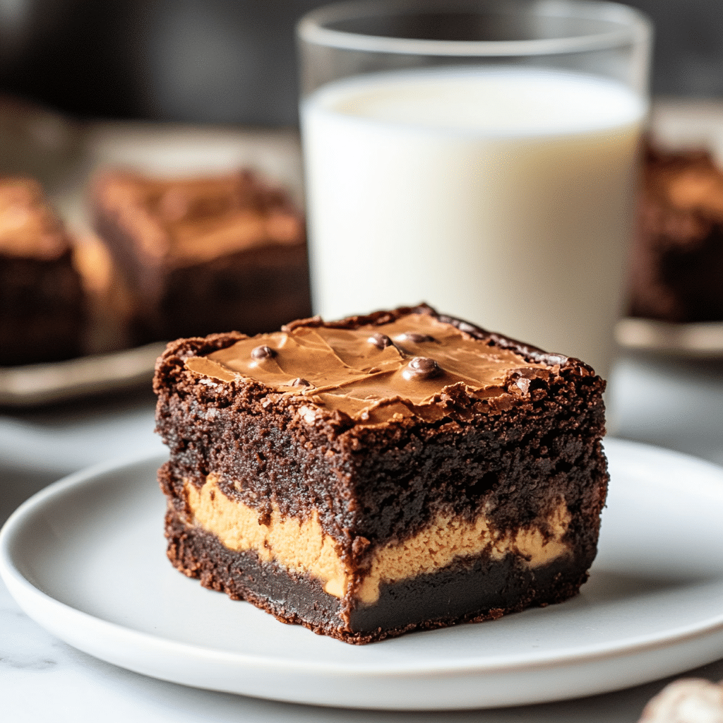 Buckeye brownies served with milk