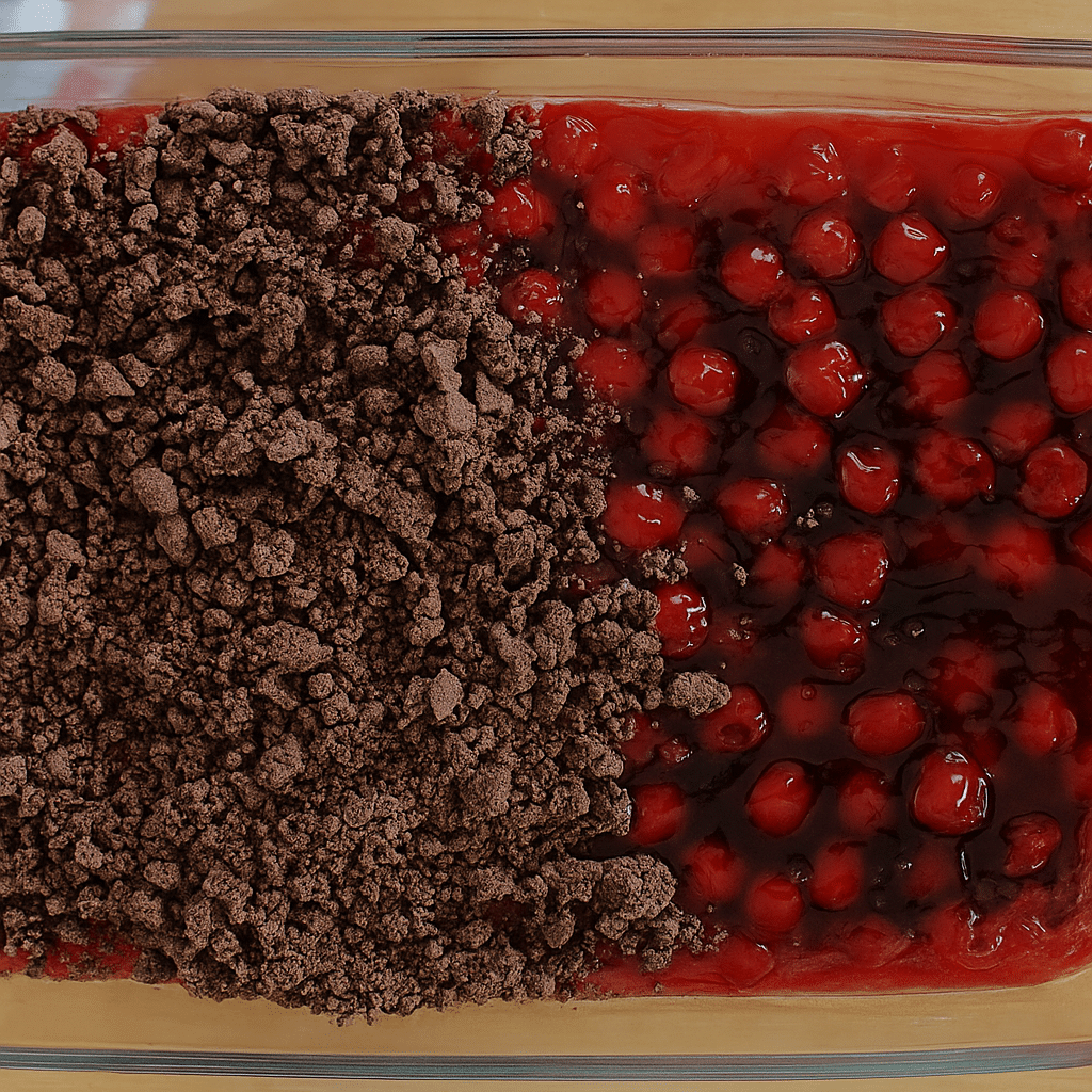 Cherry pie filling with chocolate cake mix