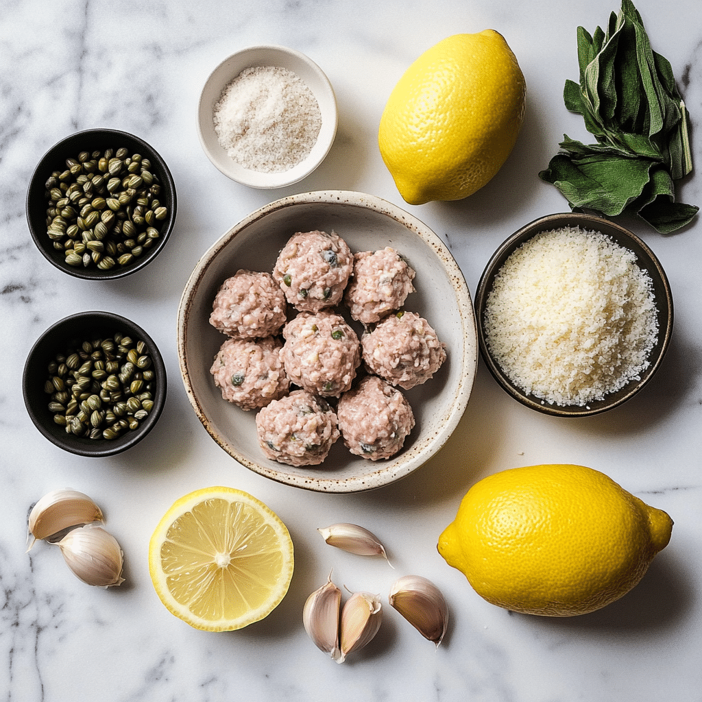 Chicken piccata meatballs raw ingredients