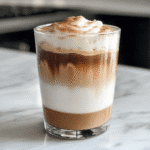 cloud coffee recipe in glass with whipped topping