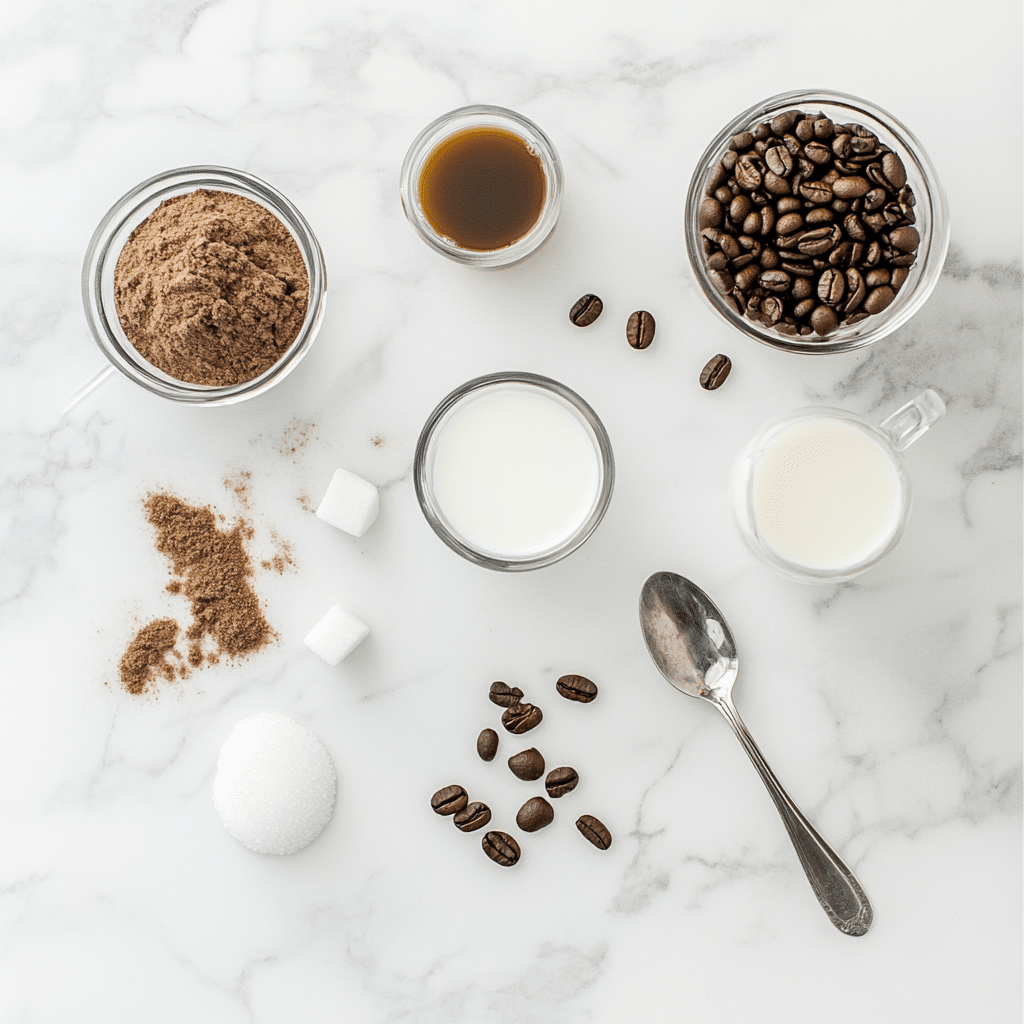 ingredients for cloud coffee recipe laid out