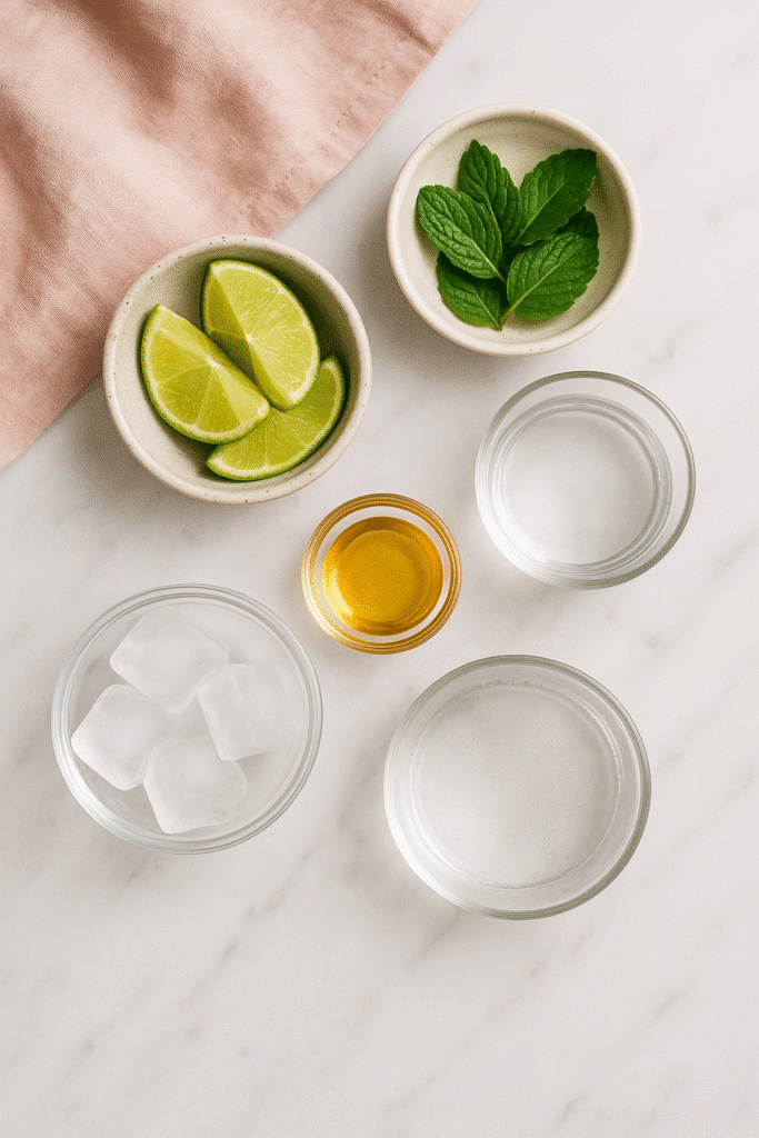 Coconut Mojito Ingredients laid out
