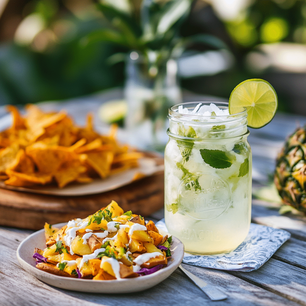 Coconut Mojito Served with Summer Sides