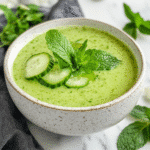 Cold Cucumber Mint Soup served