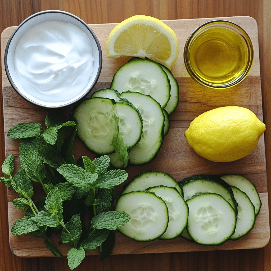 Ingredients for Cold Cucumber Mint Soup