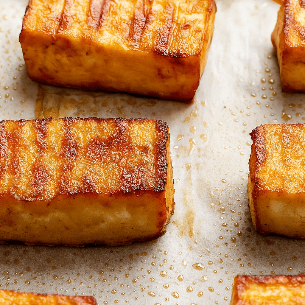 Tofu cooking in peanut sauce for Peanut Tofu with Coconut Rice