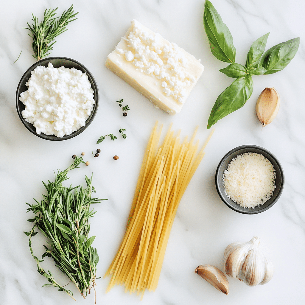 Ingredients for cottage cheese pasta sauce