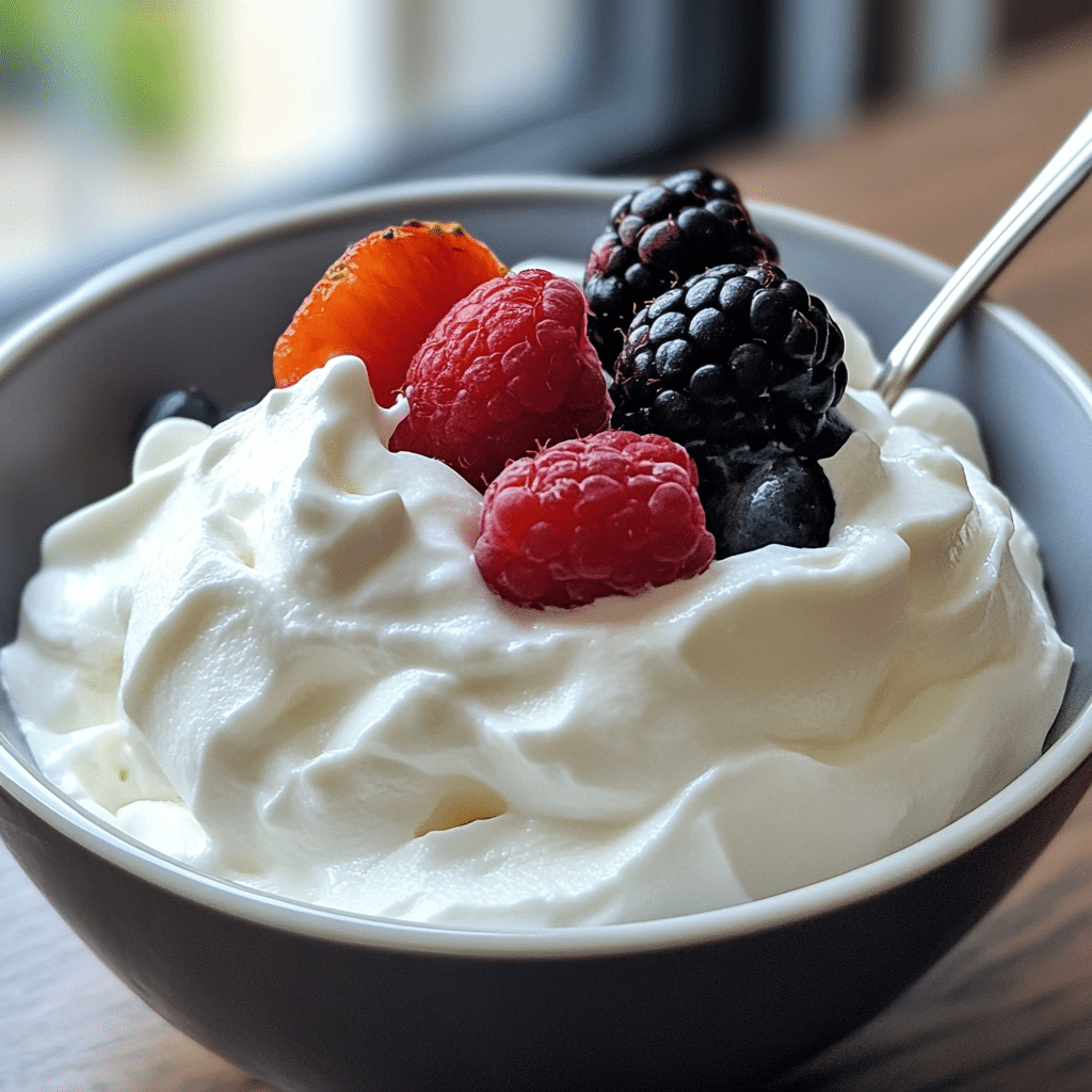 Fluffy yogurt with toppings