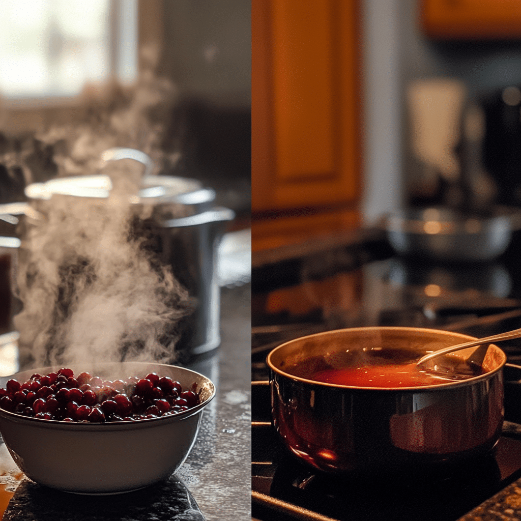 brewing chai and making cherry syrup