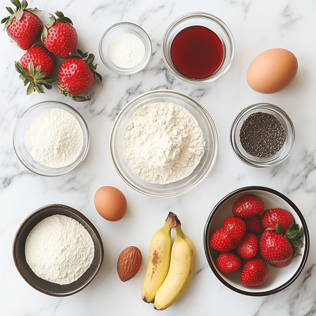Ingredients for simple no sugar no flour strawberry cake