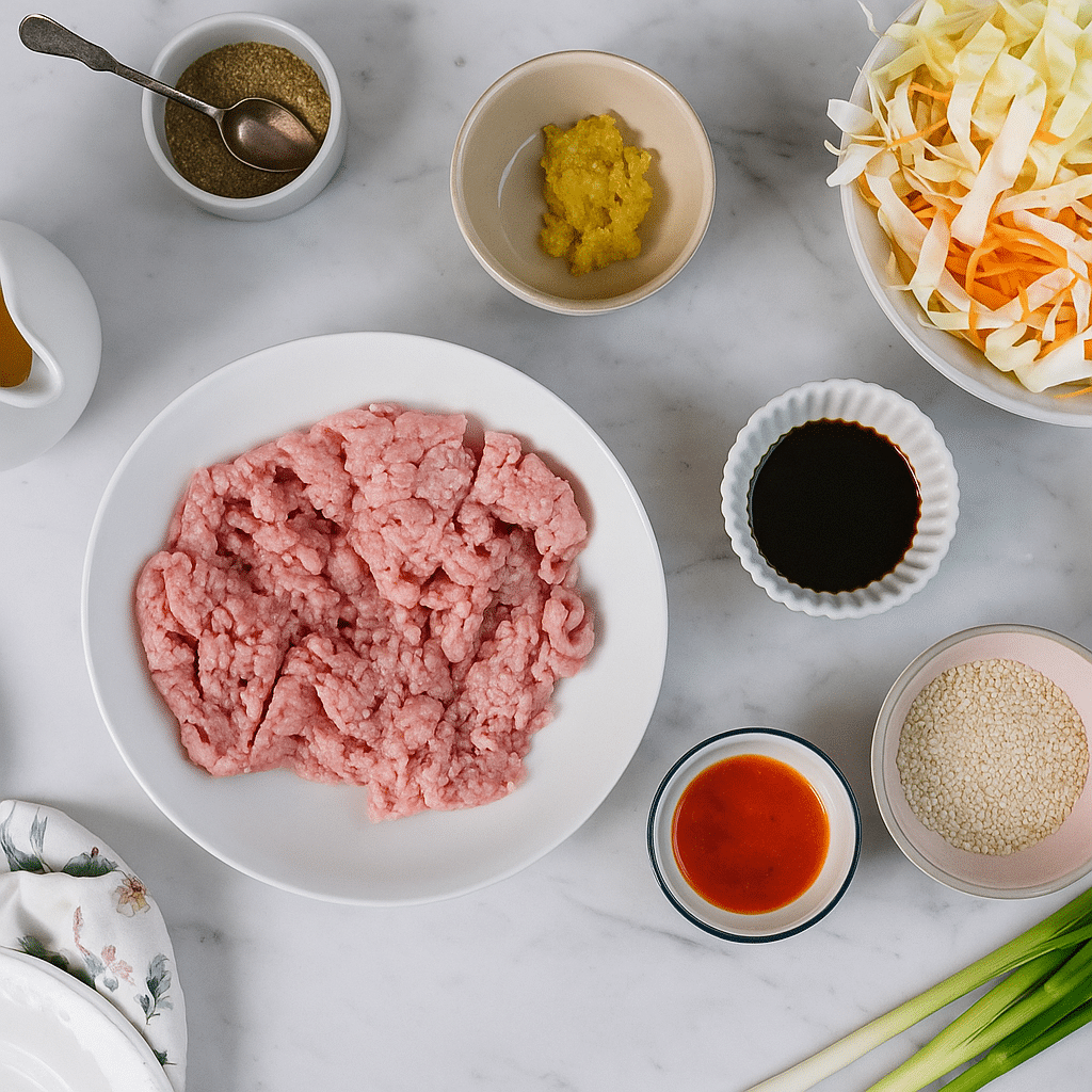 Ingredients for keto egg roll in a bowl