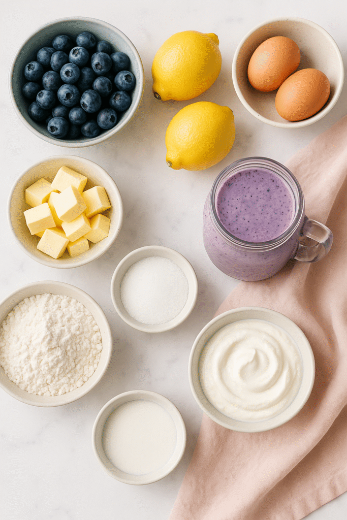 Ingredients for Lemon Blueberry Smoothie Cake
