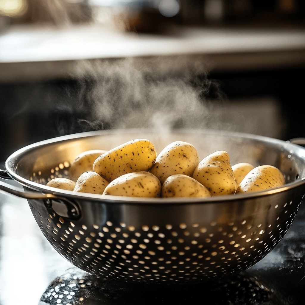 boiled fingerling potatoes ready to smash
