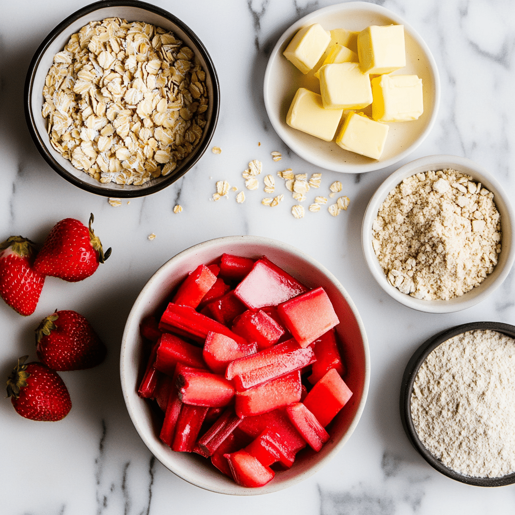 strawberry rhubarb crumble ingredients