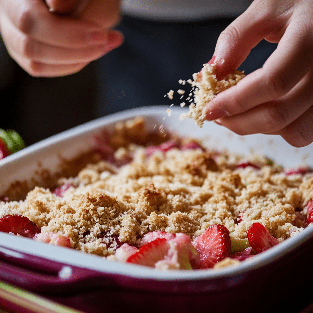 topping strawberry rhubarb crumble
