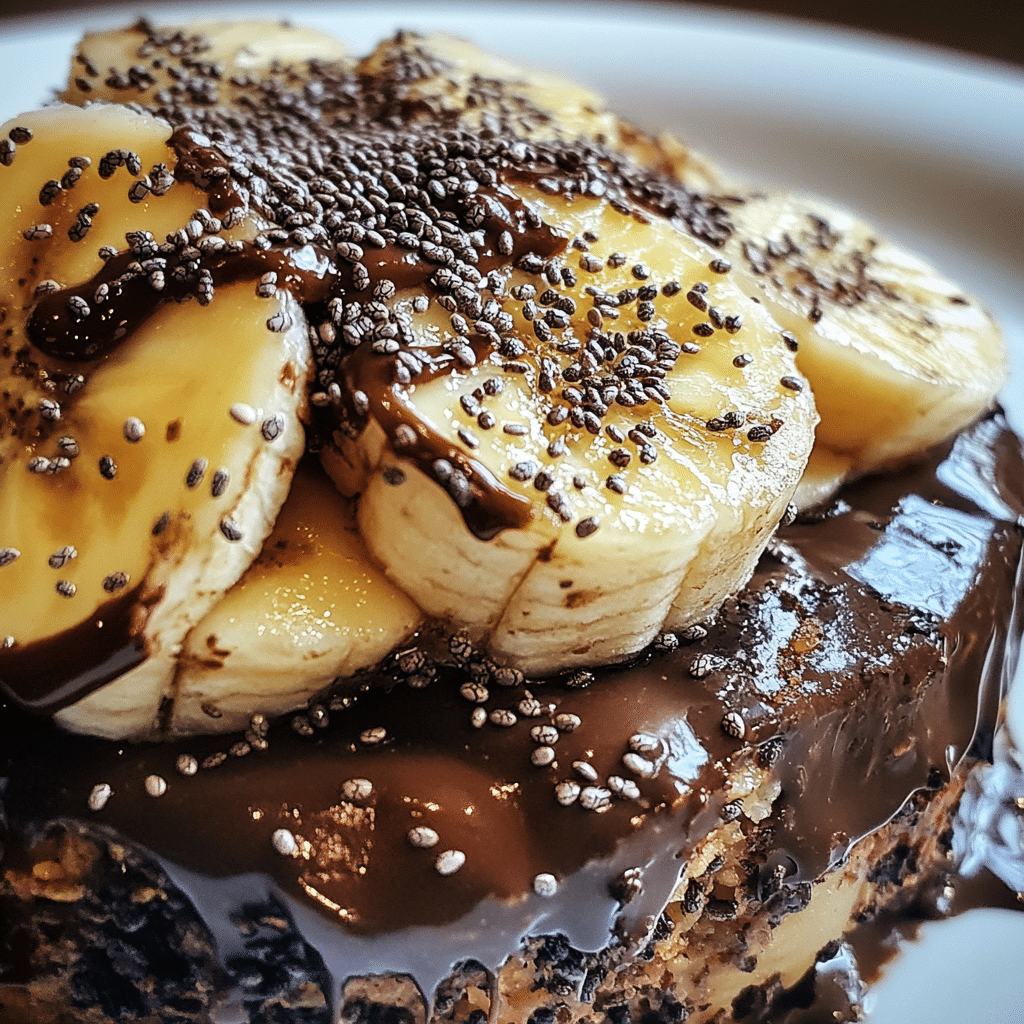 Chocolate rice cake with bananas and chia seeds