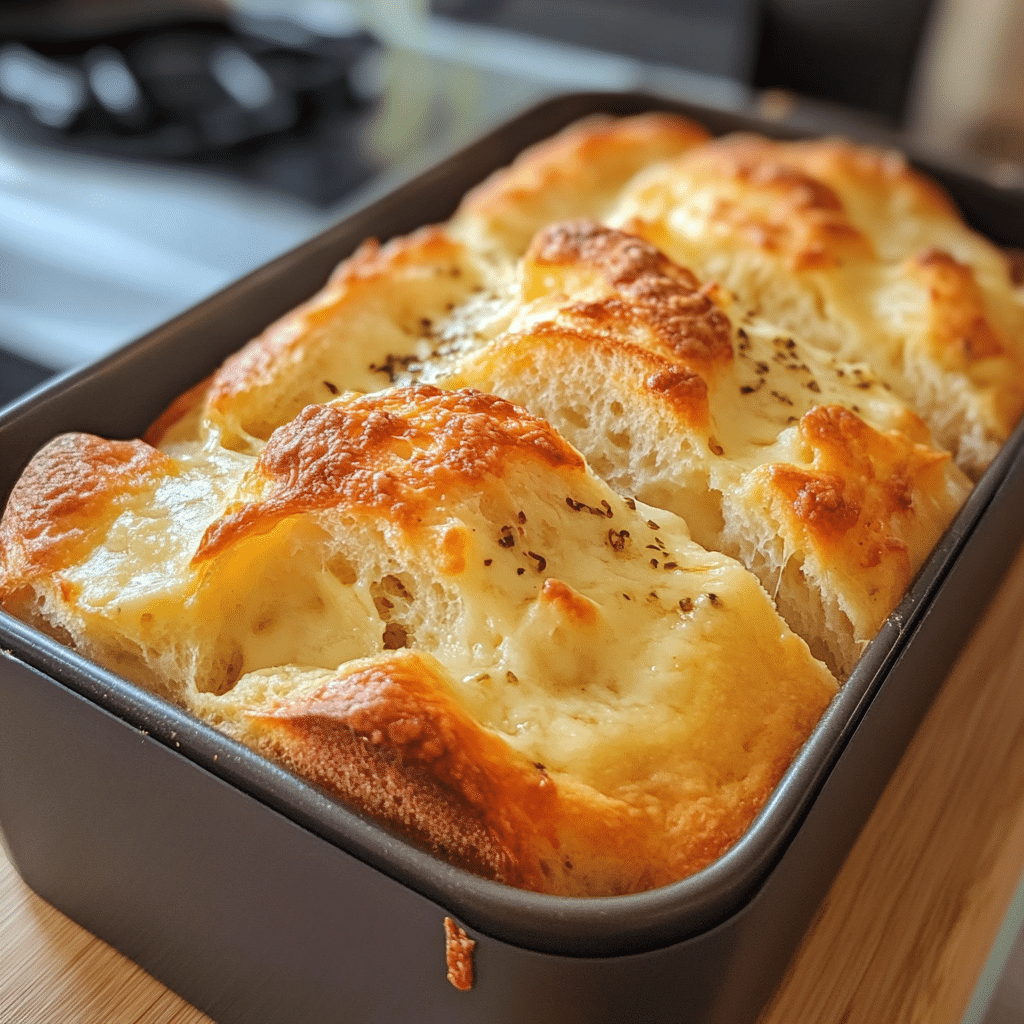 Fresh baked Mastoris cheese bread with steam