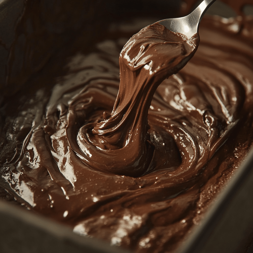 Making Nutella swirl in zucchini bread batter
