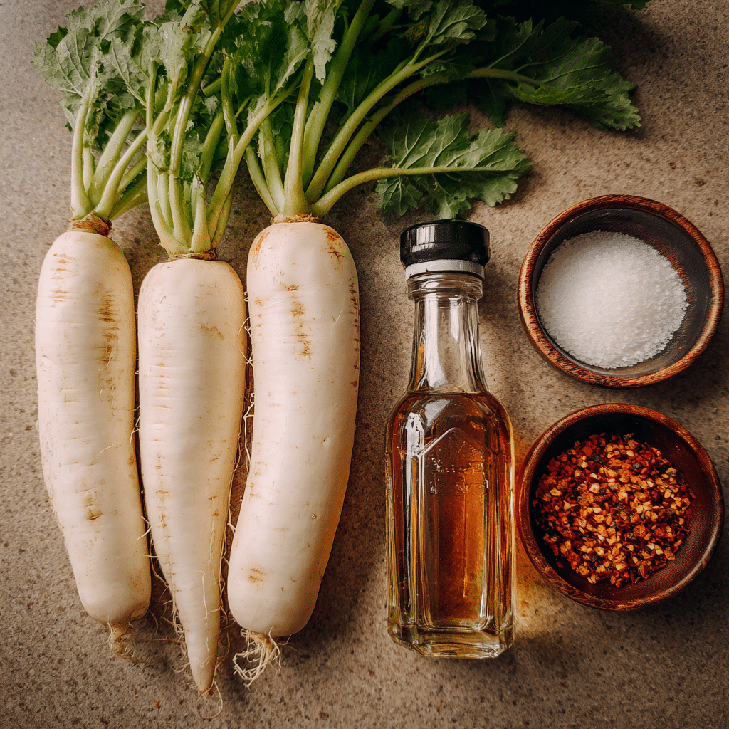 Ingredients for Daikon Radish Pickle Recipe